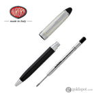 Aurora Ipsilon Silver Ballpoint Pen in Black with Sterling Silver Cap Ballpoint Pen