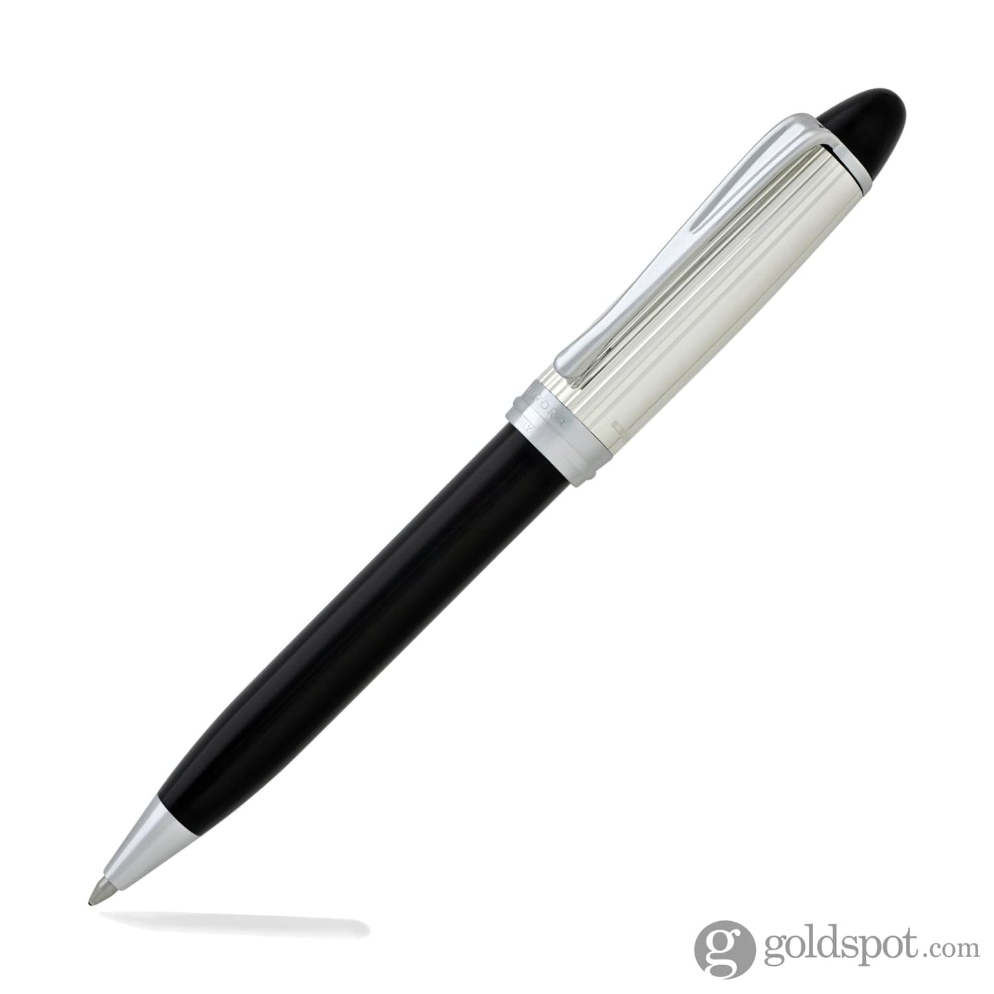 Aurora Ipsilon Silver Ballpoint Pen in Black with Sterling Silver Cap Ballpoint Pen
