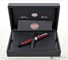 Aurora Optima Auroloide Fountain Pen in Burgundy with Chrome Trim - 14K Gold Fine Point Fountain Pen