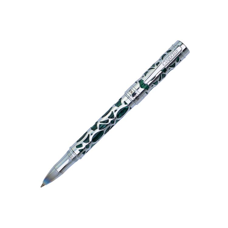 Conklin Endura Deco Crest Rollerball Pen in Green with Chrome Trim
