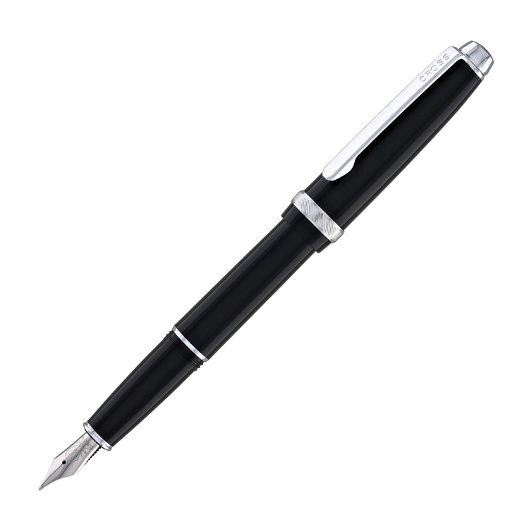 Cross Lume Fountain Pen in Obsidian Black with Polished Chrome Appointments - Medium Nib