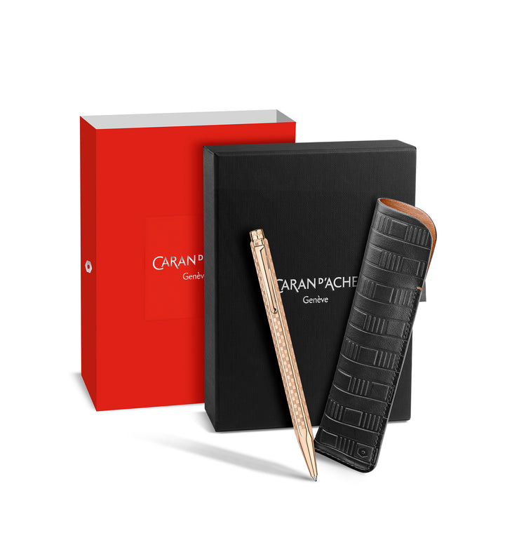 Caran d'Ache Ecridor Ballpoint Pen in Damier with Leather Case - Special Edition Gift Box