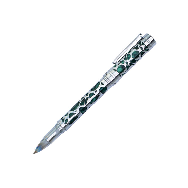 Conklin Endura Deco Crest Rollerball Pen in Green with Chrome Trim