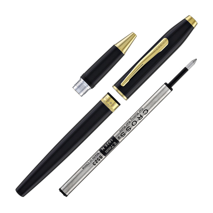 Cross Foundry Rollerball Pen in Glossy Black Lacquer with PVD Gold Appointments