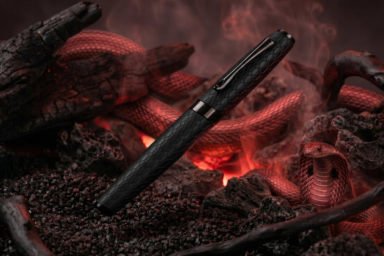 Diplomat Cobra Fountain Pen in Matte Black Guilloche