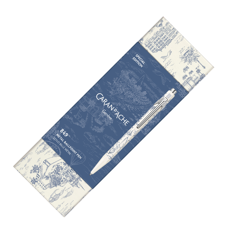 Caran d'Ache 849 Toile de Jouy Ballpoint Pen in White - Medium Point