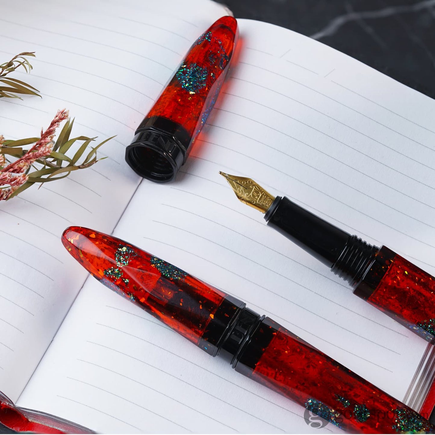 Benu Briolette Fountain Pen in Ruby Forest Fountain Pen