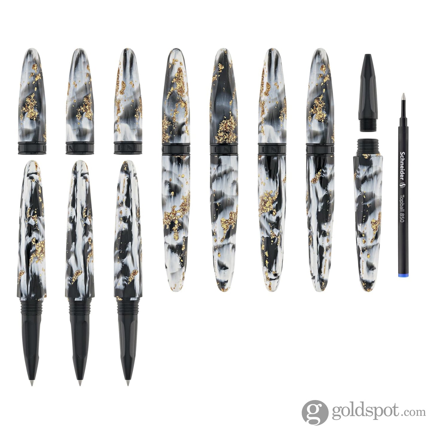 Benu Briolette Rollerball Pen in Black and White Rollerball Pen