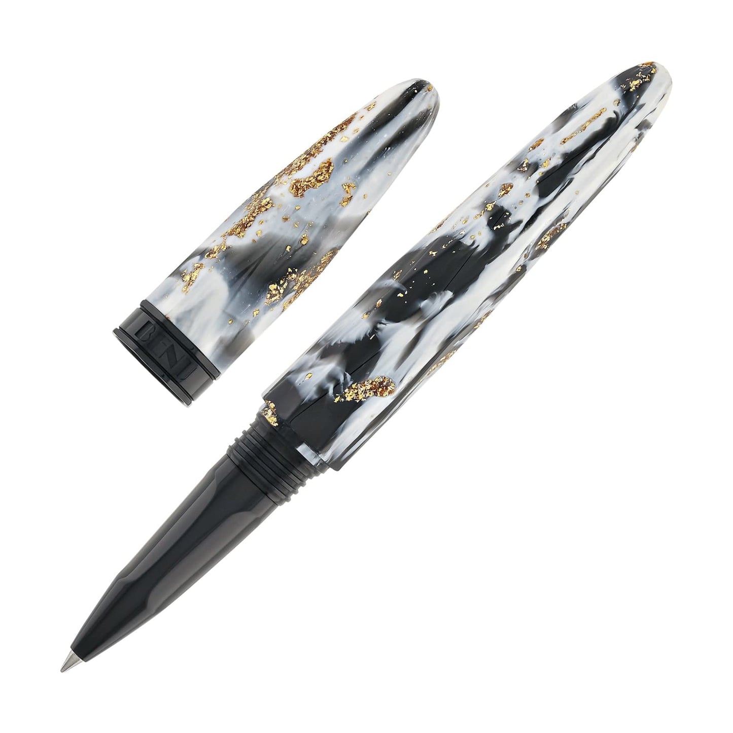 Benu Briolette Rollerball Pen in Black and White Rollerball Pen