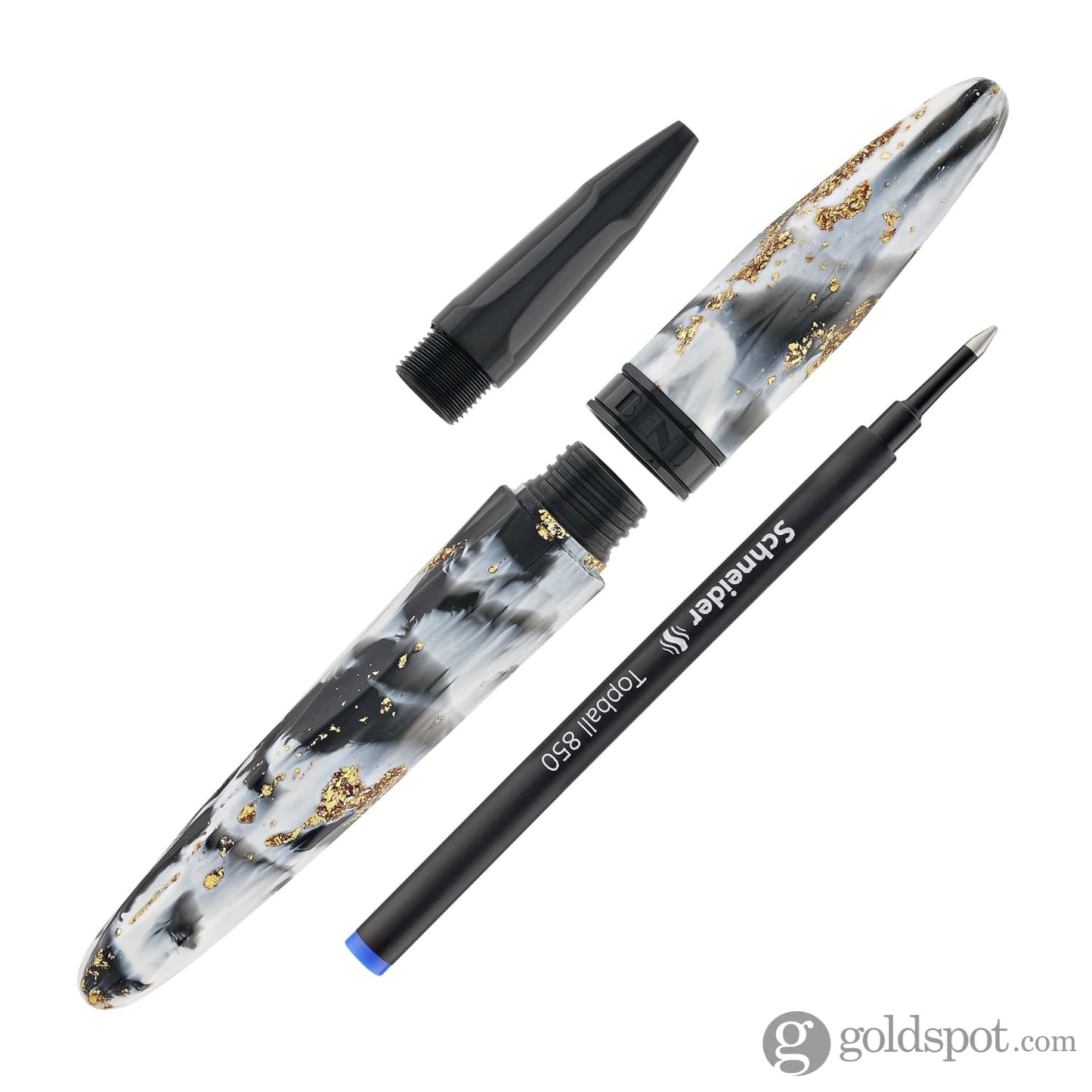 Benu Briolette Rollerball Pen in Black and White Rollerball Pen