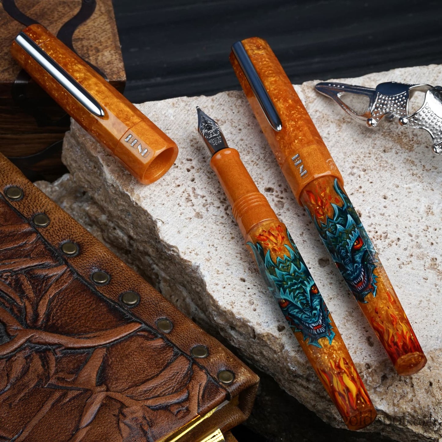 Benu Euphoria Handpainted Dragon Fountain Pen in Glasog Fountain Pen