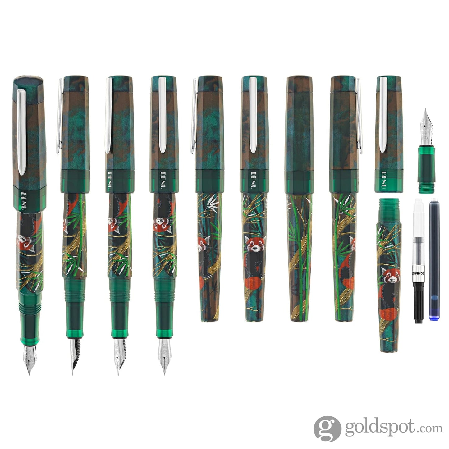 Benu Euphoria Handpainted Fountain Pen in Red Panda Fountain Pen