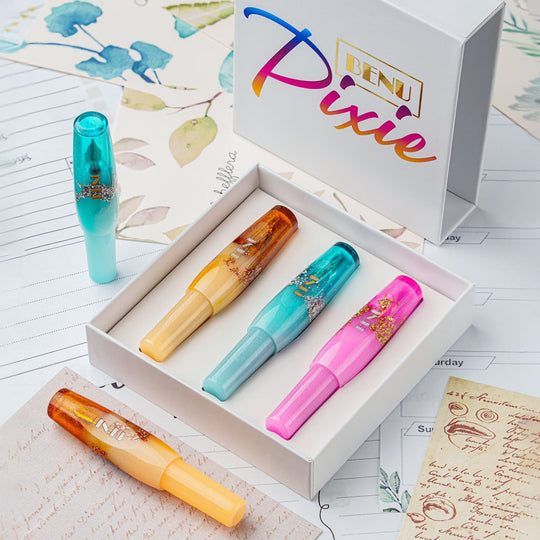 Benu Pixie Collection Fountain Pen in Enchanted Pastels Set of 3 - Fine, Medium & Broad