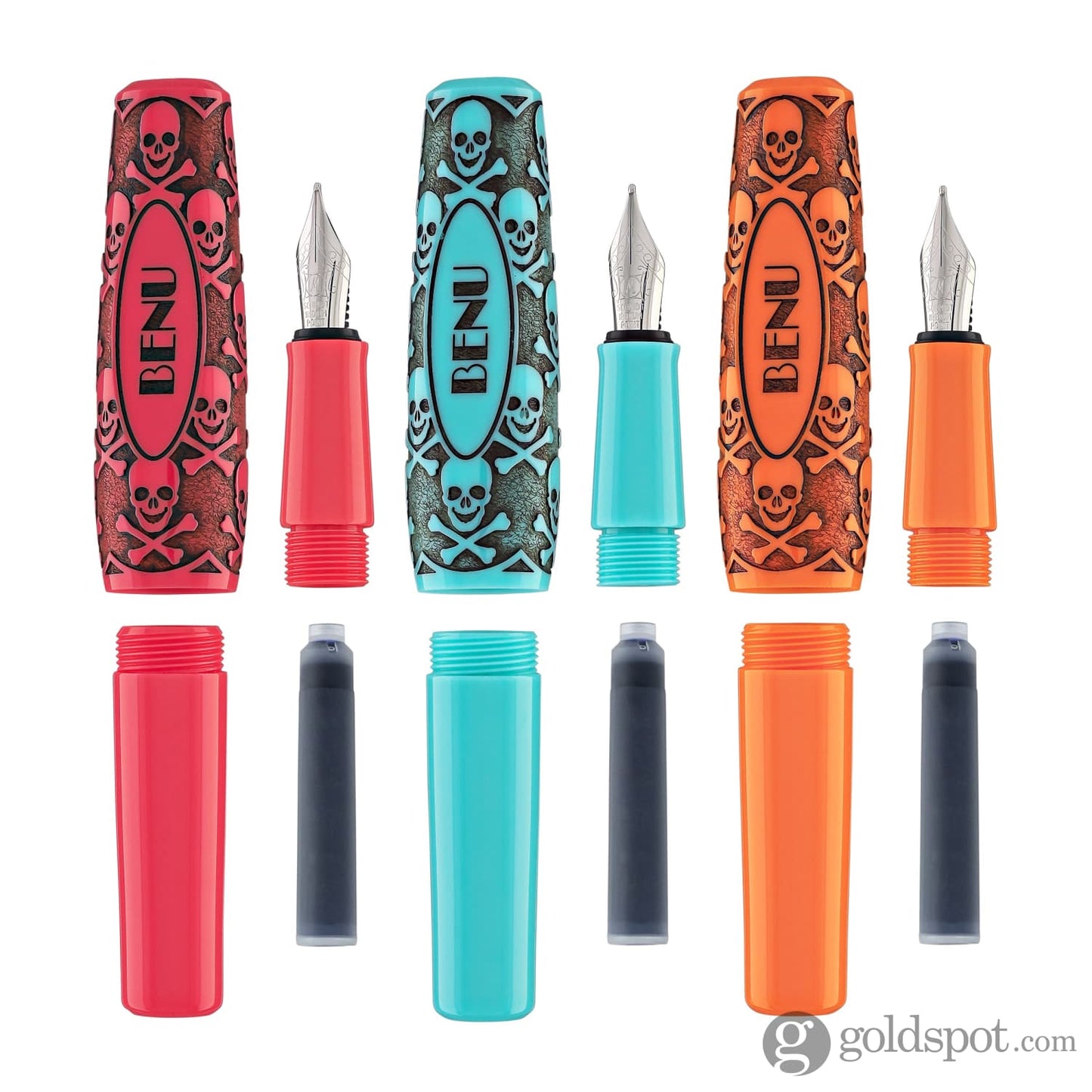 Benu Pixie Collection Fountain Pen in Jolly Roger Vintage Set of 3 Fountain Pen