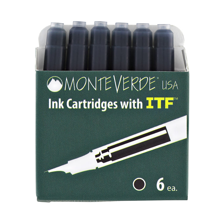 Monteverde Ink Cartridges International Size in Black - Pack of 6