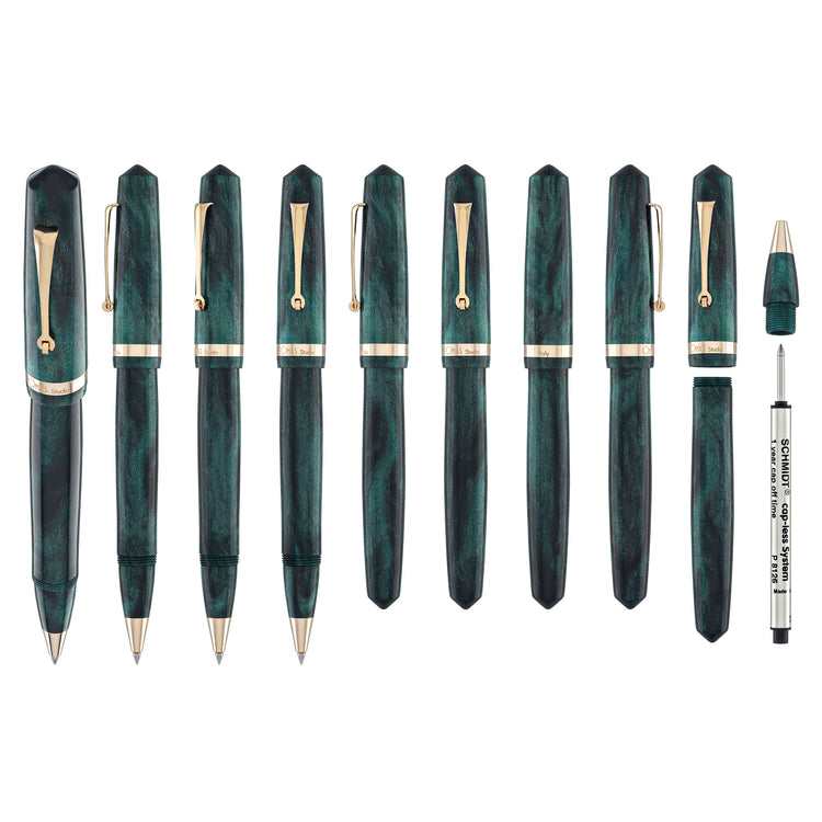 OMAS Studio Rollerball Pen in Smeraldo Elegante with Rose Gold Trim