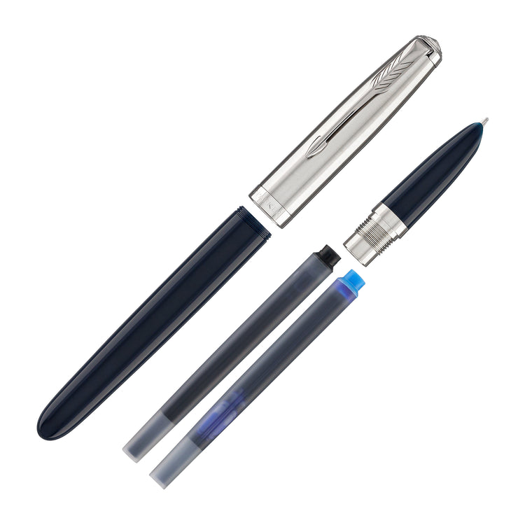 Parker 51 Fountain Pen in Midnight Blue with Chrome Trim