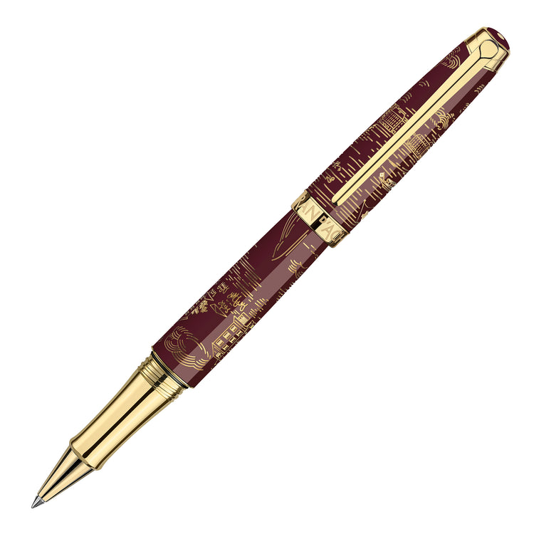 Caran d'Ache Rollerball Pen in Toile De Jouy Burgundy - Limited Edition