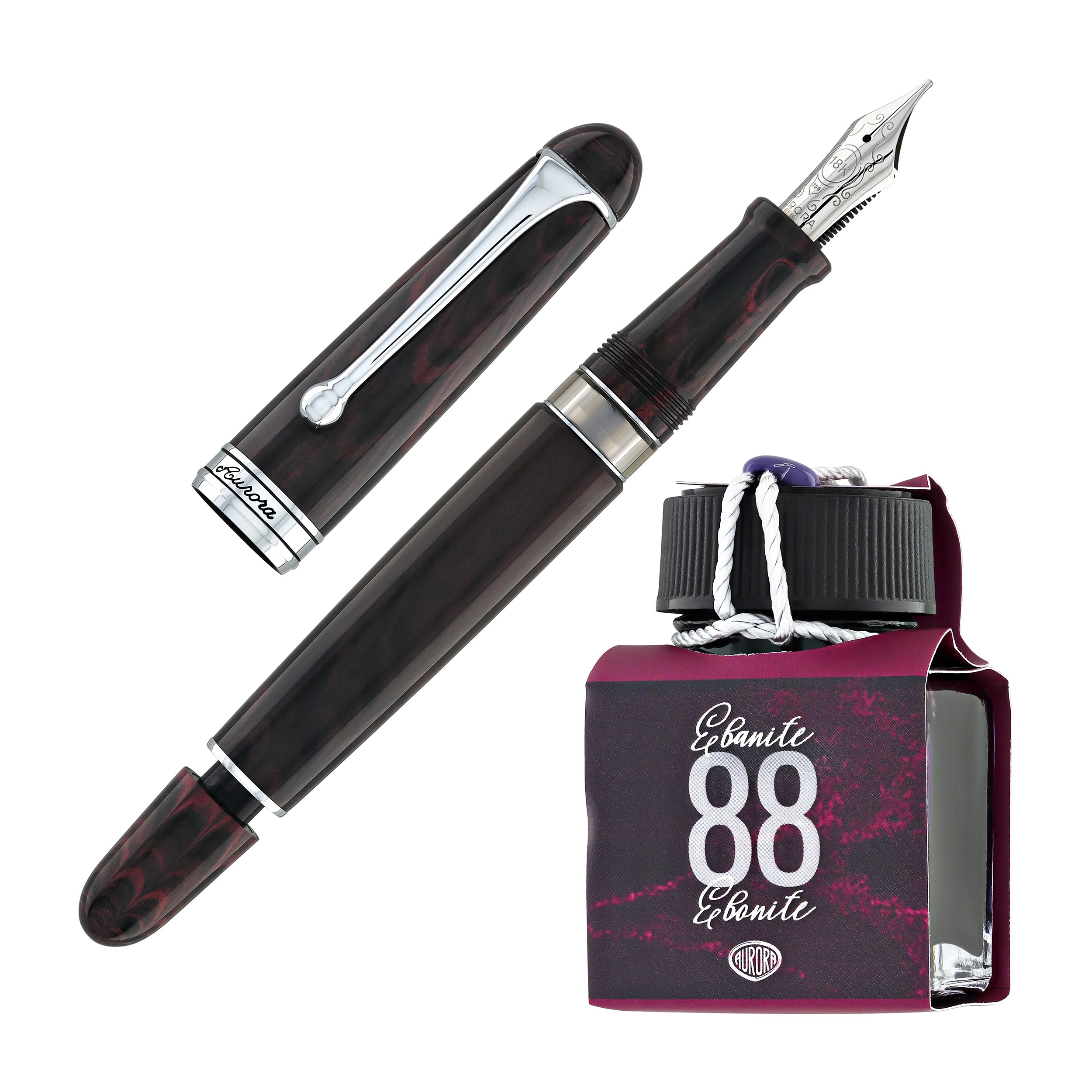 Aurora 88 Fountain Pen in Ebonite Magenta - 18K Gold - Goldspot Pens