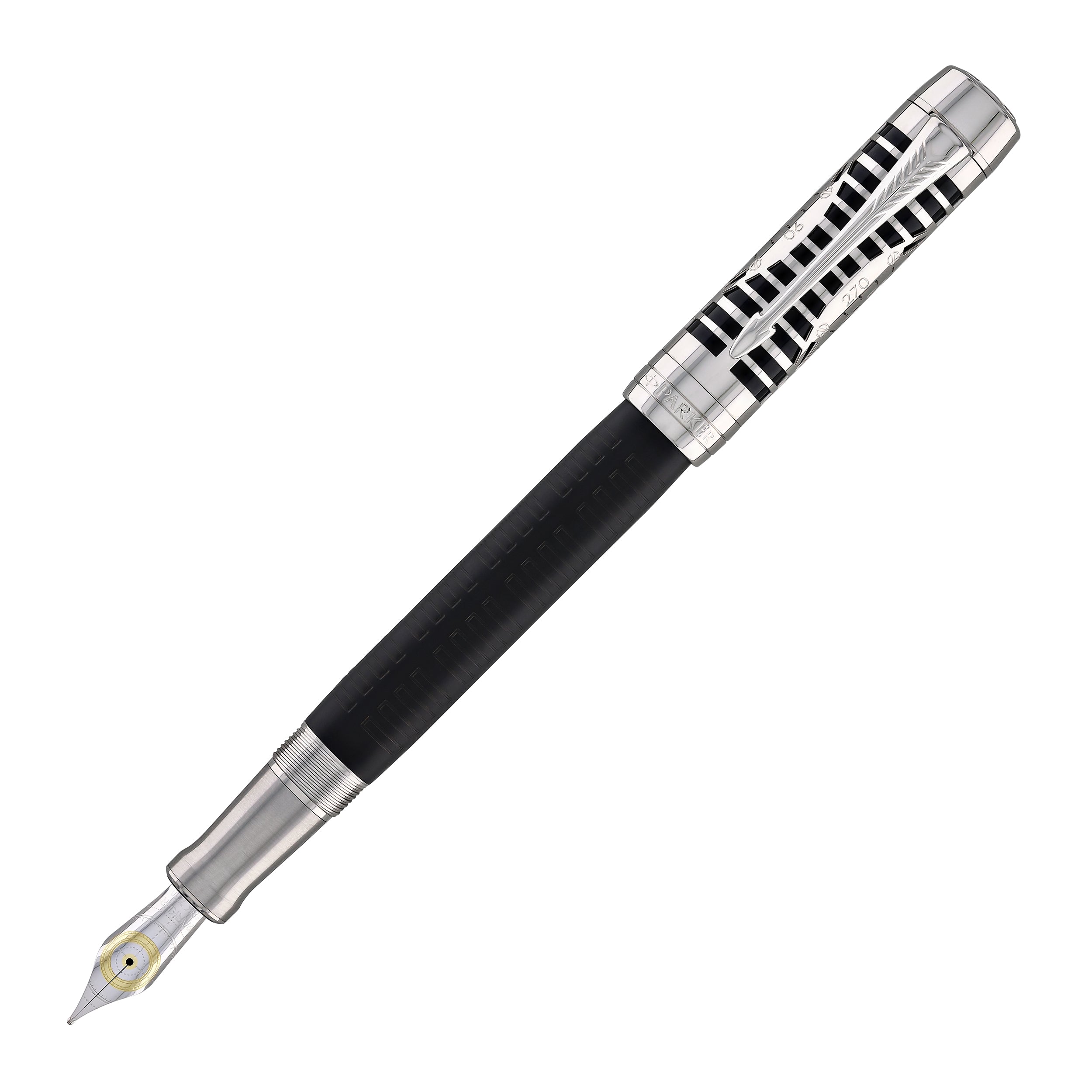 【極美品】PARKER 万年筆 DUOFOLD 黒 18K M 高級品 Parker Duofold Legacy of Flight Fountain Pen in Matte Black with