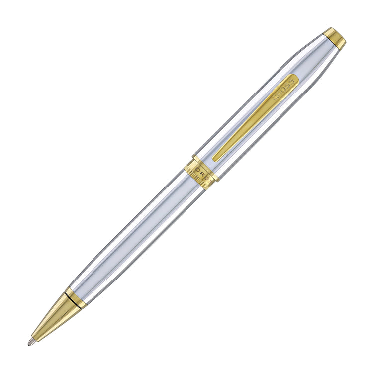 Cross Foundry Ballpoint Pen in Polished Chrome with PVD Gold Appointments