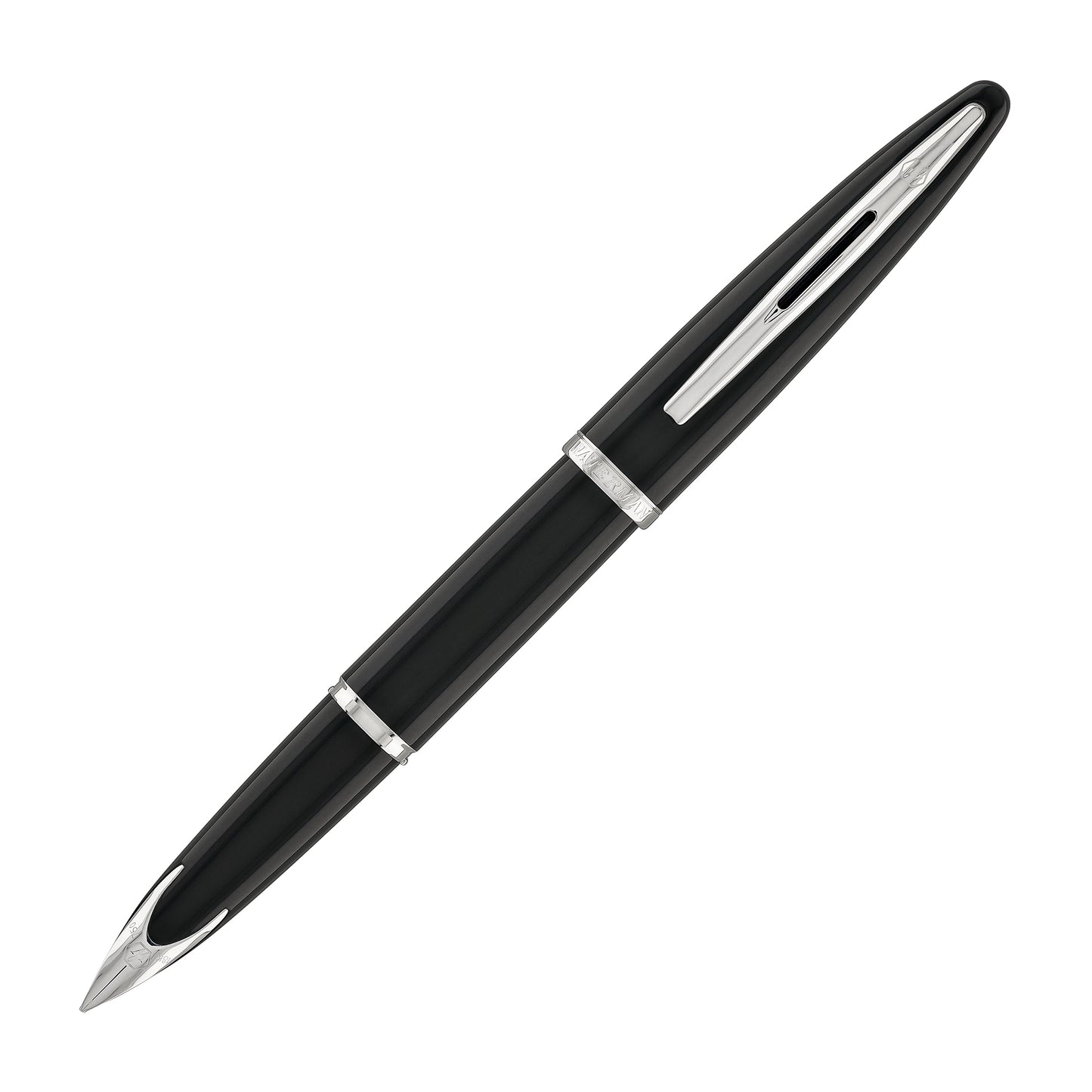 Waterman Carene Fountain Pen in Black Sea with Stainless Steel Trim - 18K Gold