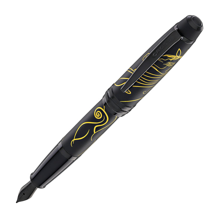 Cross Bailey Zodiac Year of the Horse Fountain Pen in Matte Black with Black PVD Coated - Medium Nib