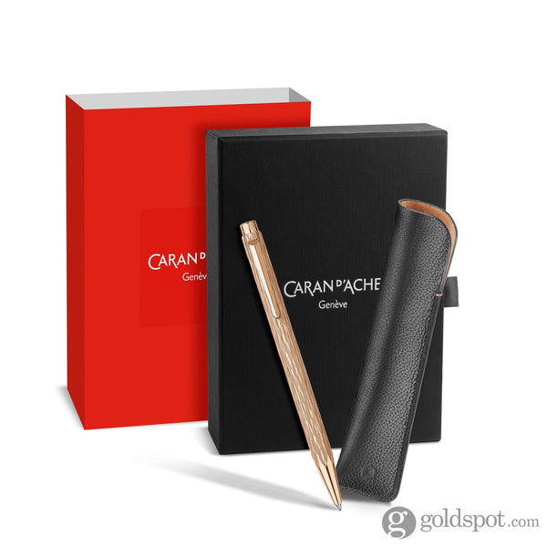 Caran d’Ache Ecridor Venetian Ballpoint Pen in Rose Gold with Leather Case Set Ballpoint Pens