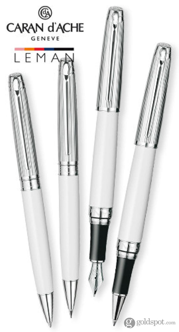 Caran Dache Leman Ballpoint Pen in Bicolor White & Silver Ballpoint Pen