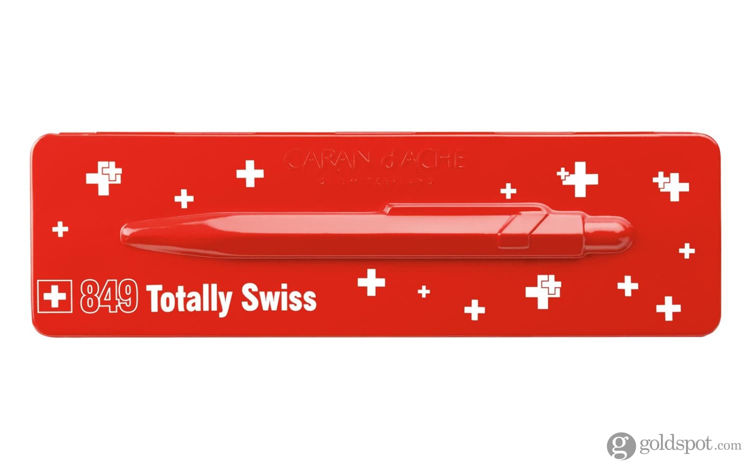 Caran D'Ache 0849.754 Penna A Sfera Totally Swiss – Fusto Esagonale In Alluminio, Mina Goliath Blu