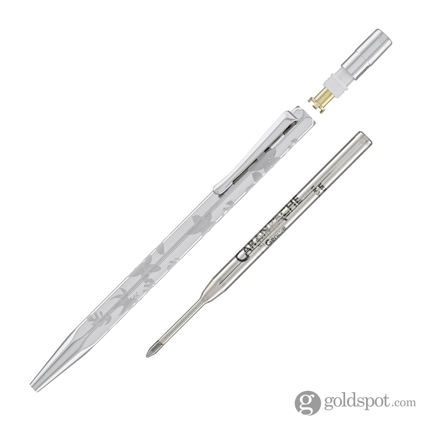 Caran d’Ache Ecridor Ballpoint Pen in Palladium with Flower Design Ballpoint Pens