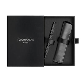 Caran d'Ache Ecridor Black Lines Ballpoint Pen and Leather Case Set