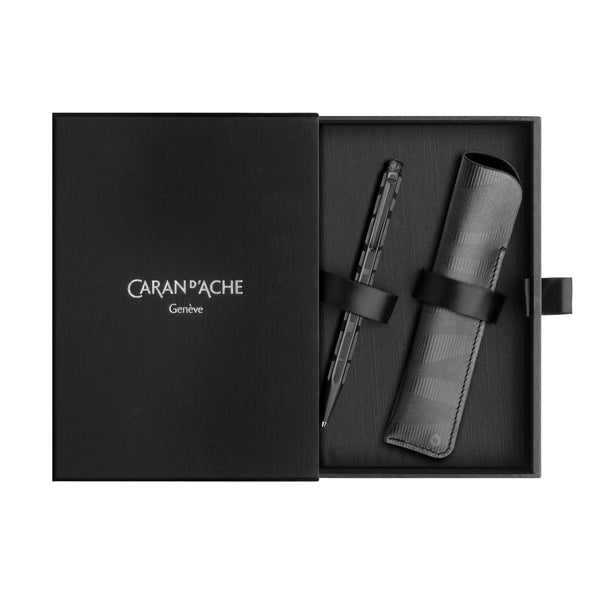 筆記具 Caran d'Ache Ecridor Venetian BP Caran d'Ache Ecridor Black Lines Ballpoint Pen and Leather Case