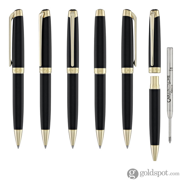 Caran d’Ache Léman Ballpoint Pen in Ebony Black Lacquer with Gold Plated Ballpoint Pens