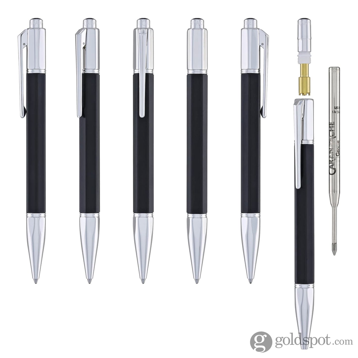 Caran d’Ache Varius Ebony Ballpoint Pen with Silver Plated and Rhodium Coated Ballpoint Pens