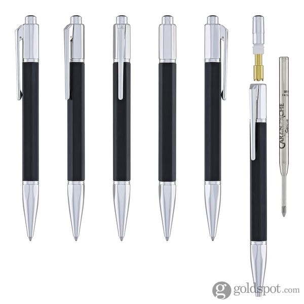 Caran d’Ache Varius Ebony Ballpoint Pen with Silver Plated and Rhodium Coated Ballpoint Pens