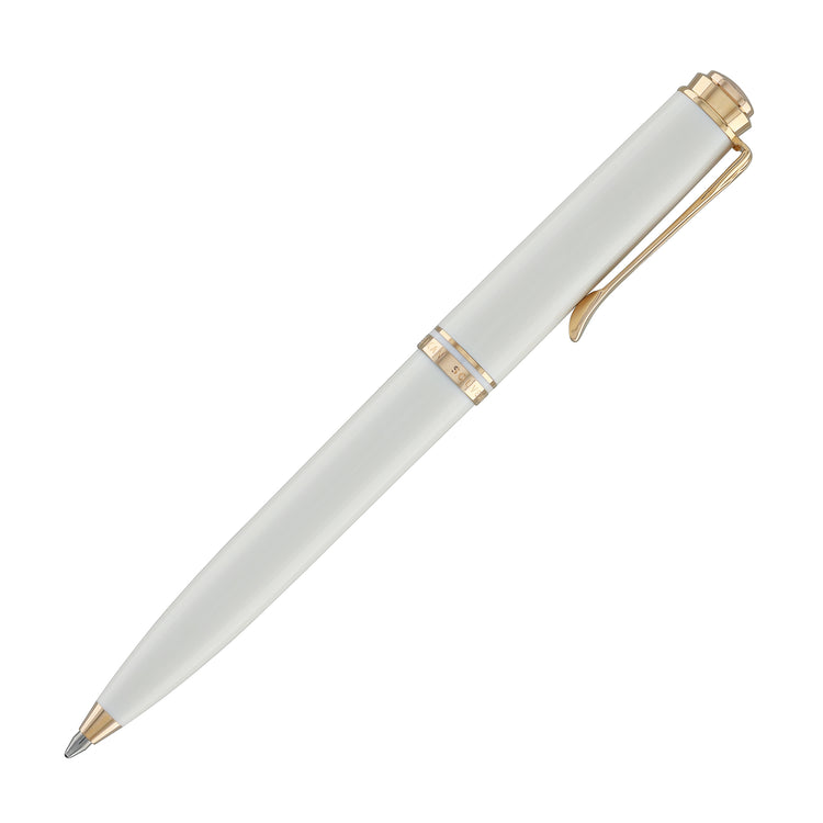 Pelikan Souveran 600 Ballpoint Pen in White & Rose Gold Trim