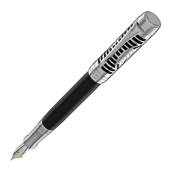 Parker Duofold Legacy of Flight Fountain Pen in Matte Black with Palladium Trim - 18K Gold