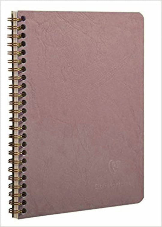 Clairefontaine Wirebound Lined Notebook with Pockets in Rose - 6 x 8.25 in
