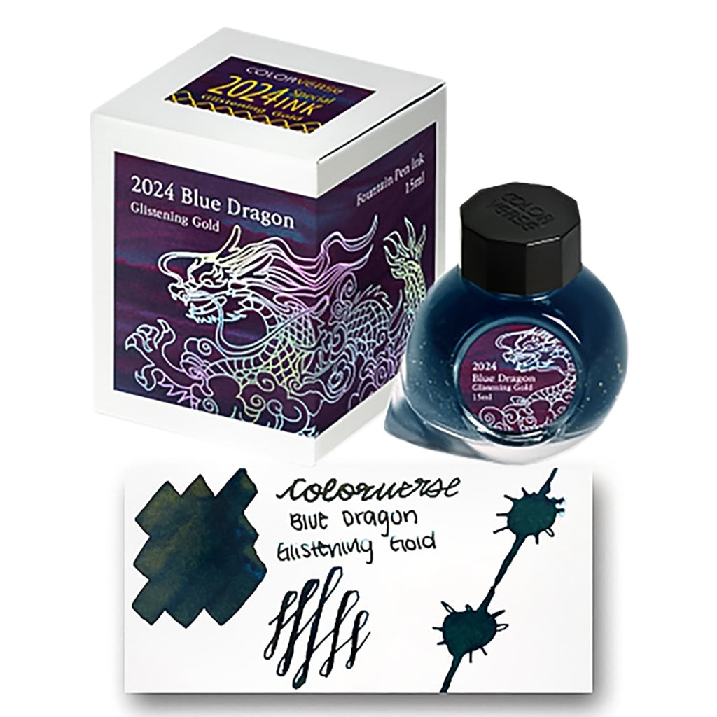 Colorverse 2024 Special Series Bottled Ink in Blue Dragon Glistening Gold - 15mL Bottled Ink