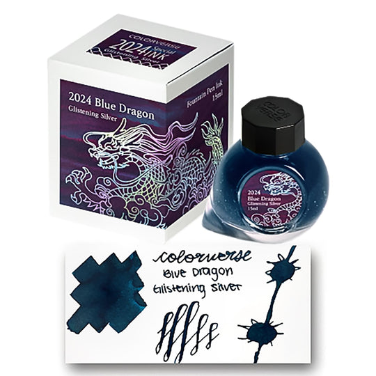 Colorverse 2024 Special Series Bottled Ink in Blue Dragon Glistening Silver - 15mL