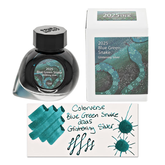 Colorverse 2025 Special Series Bottled Ink in Blue Green Snake Glistening Silver - 15mL