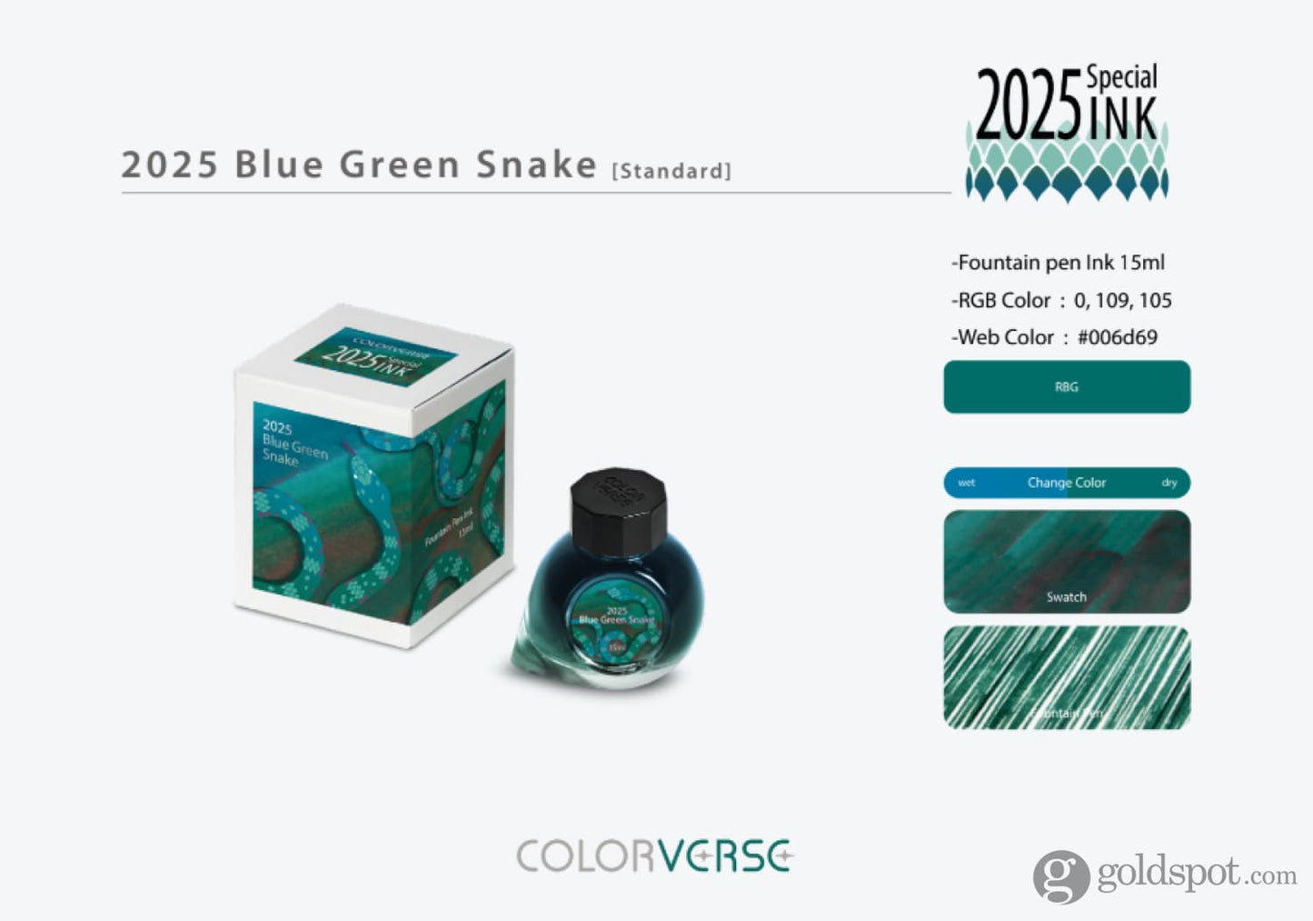 Colorverse 2025 Special Series Bottled Ink in Blue Green Snake Standard - 15mL Bottled Ink
