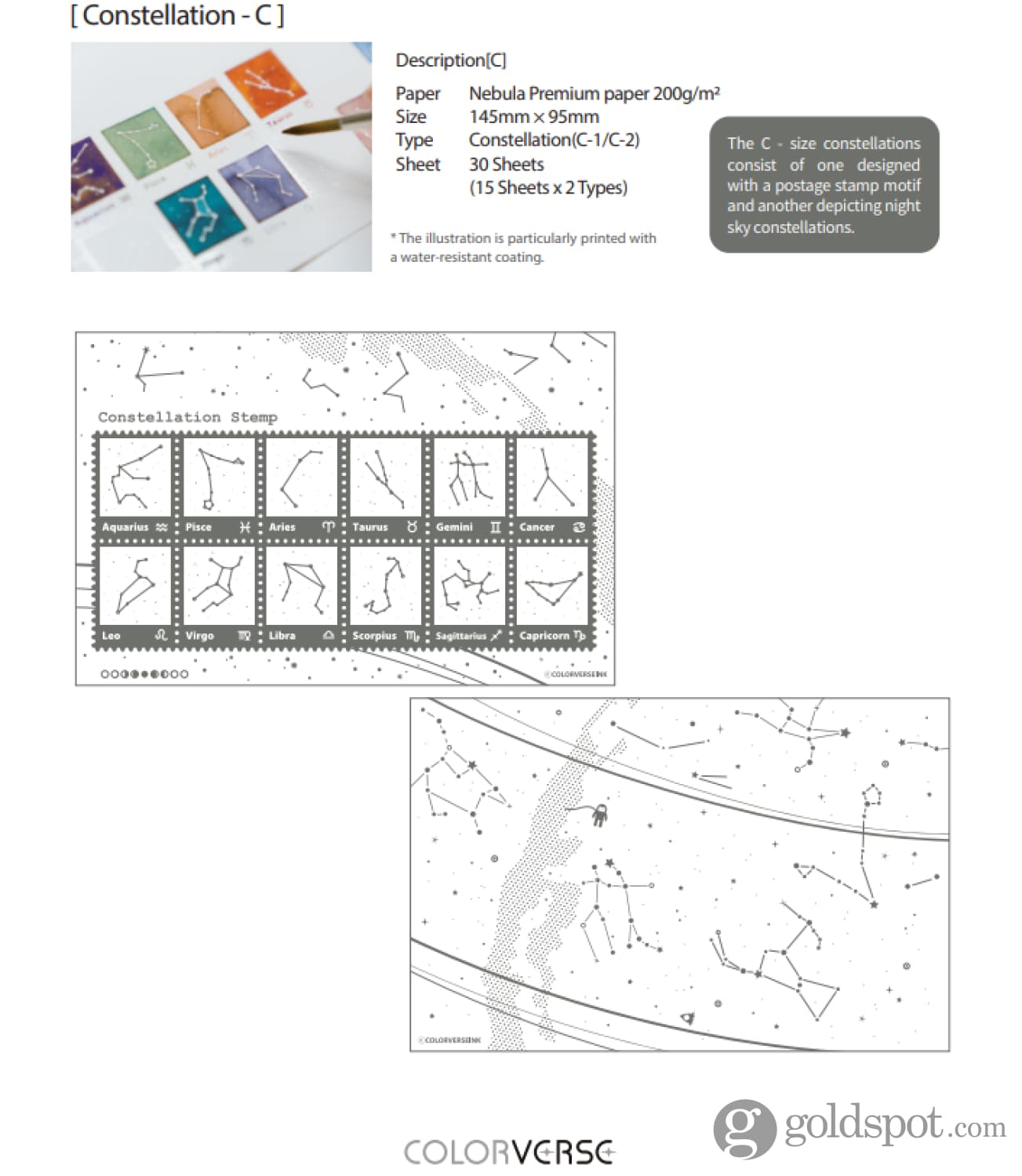 Constellations With Ink Colorverse Ink Swatch Card in Constellation (Size C) - Goldspot Pens