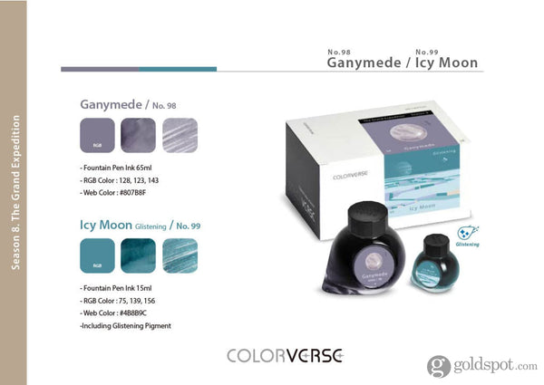 Colorverse Season 8 The Grand Expedition Bottled Ink in Ganymede & Icy Moon Glistening - Set of 2 (65ml + 15ml)