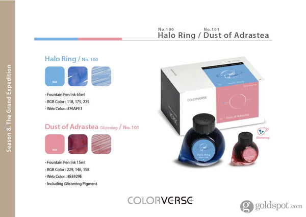 Colorverse Season 8 The Grand Expedition Bottled Ink in Halo Ring & Dust of Adrastea Glistening - Set 2 (65ml + 15ml)