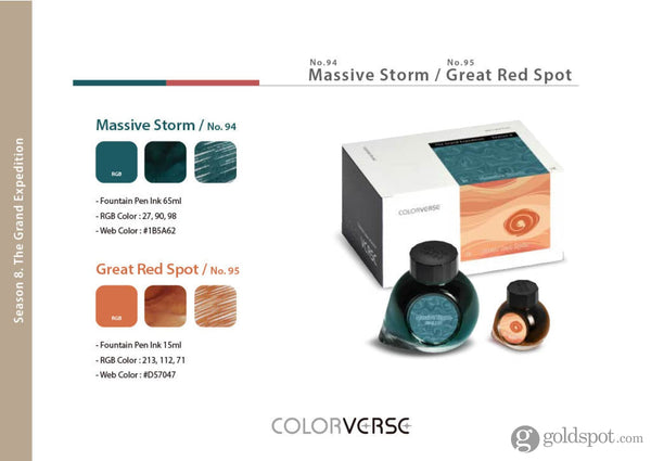 Colorverse Season 8 The Grand Expedition Bottled Ink in Massive Storm & Great Red Spot - Set of 2 (65ml + 15ml)