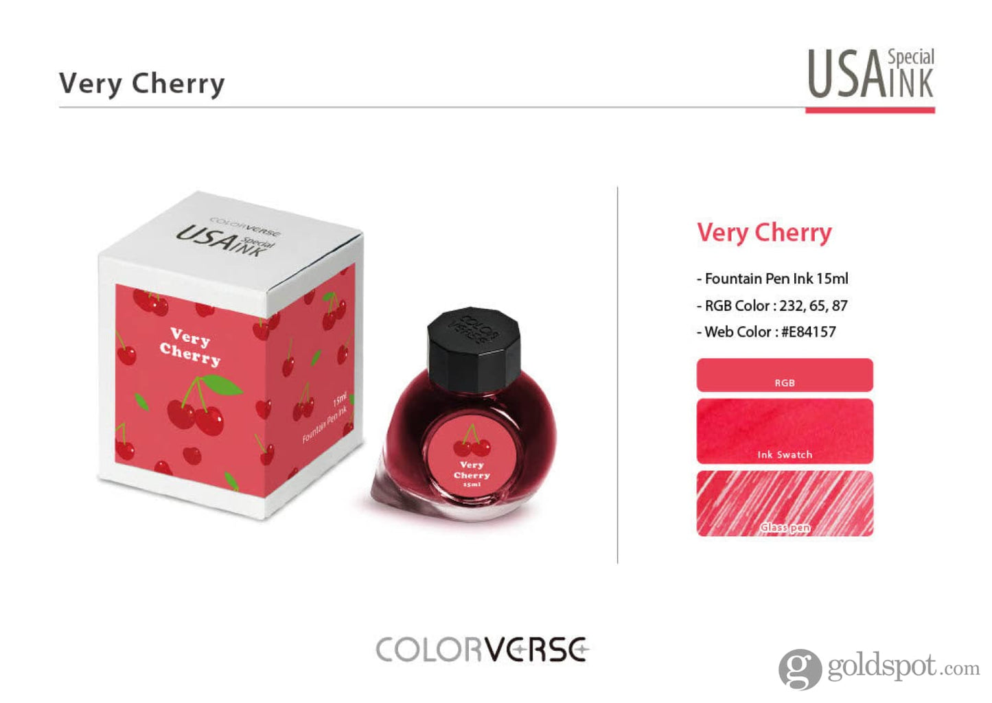 Colorverse USA Special Bottled Ink in Michigan (Very Cherry) - 15mL Bottled Ink
