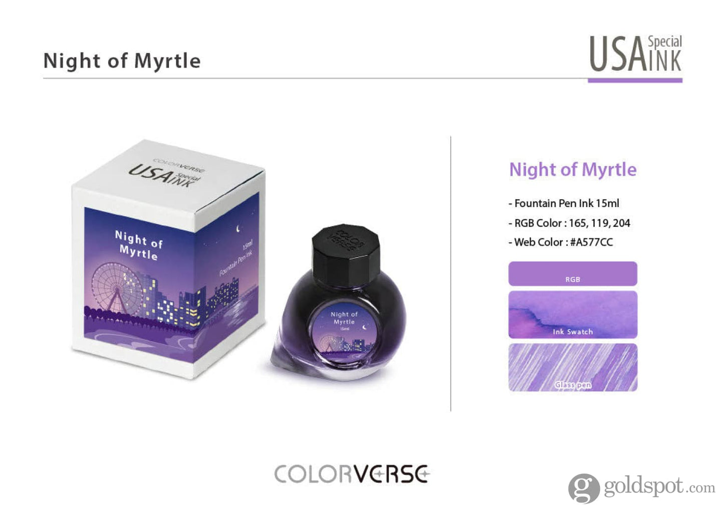 Colorverse USA Special Bottled Ink in South Carolina (Night of Myrtle) - 15mL Bottled Ink