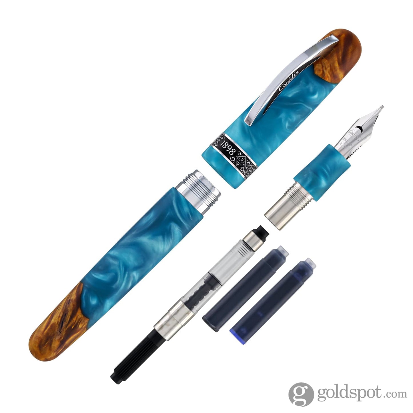 Conklin 1898 Spectra Fusion Fountain Pen in Blue with Chrome Trim - Limited Edition Fountain Pen